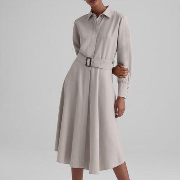 Club Monaco Dresses & Skirts - Club Monaco Belted Curved Hem Shirt Dress in Greige